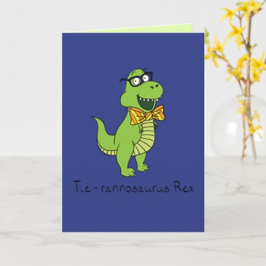 Tyrannosaurus Bowtie T Rex Funny Grußkarte Karte (Gelbe Blume)