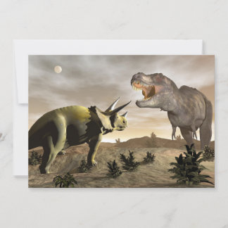 Tyrannosaurus brüllt bei Triceratops - 3D-Darstell