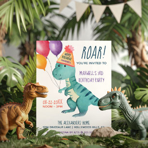 Tyrannosaurus Dinosaur Roar Kindergeburtstag Einladung