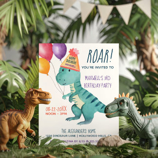 Tyrannosaurus Dinosaur Roar Kindergeburtstag Einladung