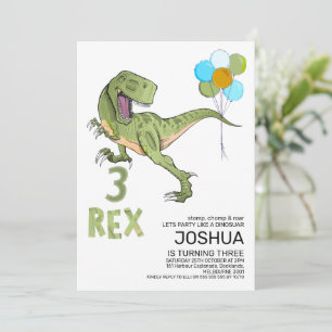 Tyrannosaurus Drei Rex Dino 3. Geburtstag Einladung