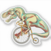 Tyrannosaurus Fahrradfahren Aufkleber (Vorderseite)