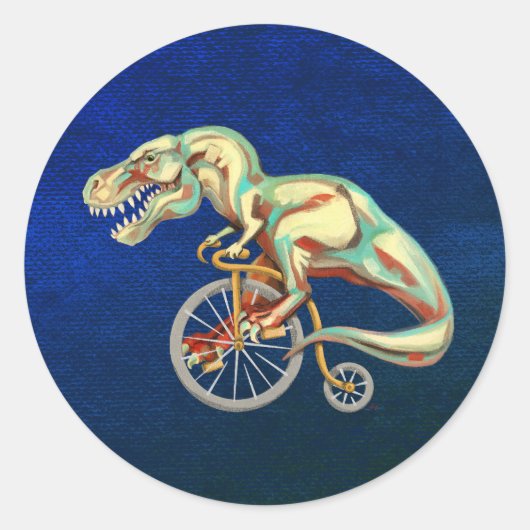 Tyrannosaurus Fahrradfahren Runder Aufkleber (Vorderseite)