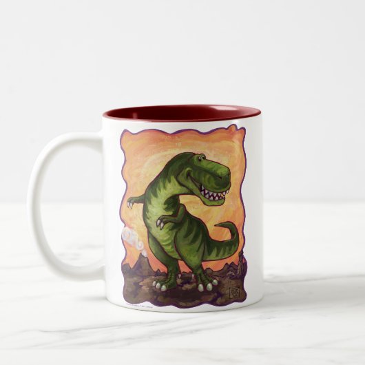Tyrannosaurus Geschenke und Zubehör Zweifarbige Tasse (Links)