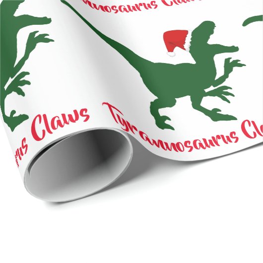 Tyrannosaurus kratzt Weihnachten Geschenkpapier (Rolleneckpunkt)