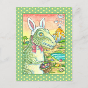 TYRANNOSAURUS, NIEDLICH T-REX, OSTBUNNY DINO FEIERTAGSPOSTKARTE