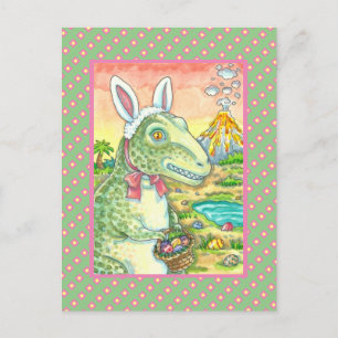 TYRANNOSAURUS, NIEDLICH T-REX, OSTBUNNY DINO FEIERTAGSPOSTKARTE