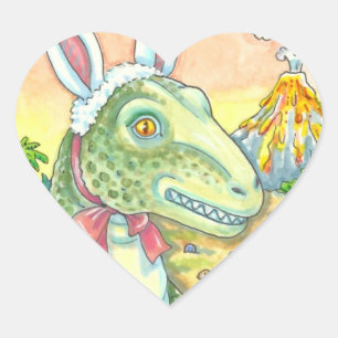 TYRANNOSAURUS, NIEDLICH T-REX, OSTBUNNY DINO Herz-Aufkleber