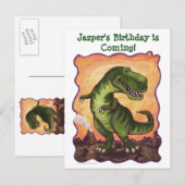 Tyrannosaurus-Party Ankündigungspostkarte (Vorne/Hinten)