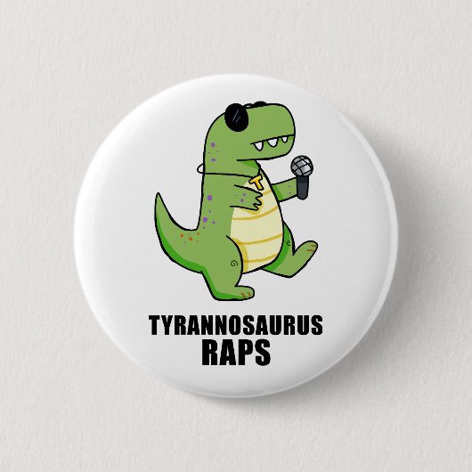 Tyrannosaurus Rap T-Rex Music Pun Button Button (Vorderseite)