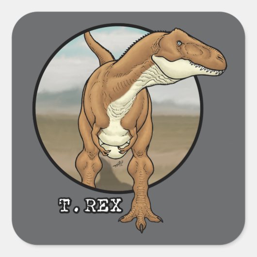Tyrannosaurus Rex #1 Quadratischer Aufkleber (Vorderseite)