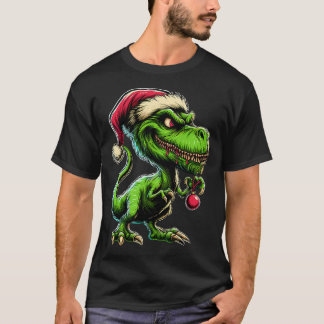 Tyrannosaurus Rex als Grinch an Weihnachten T-Shirt
