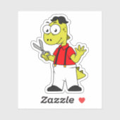 Tyrannosaurus Rex Barber mit Scheren. Aufkleber (Blatt)