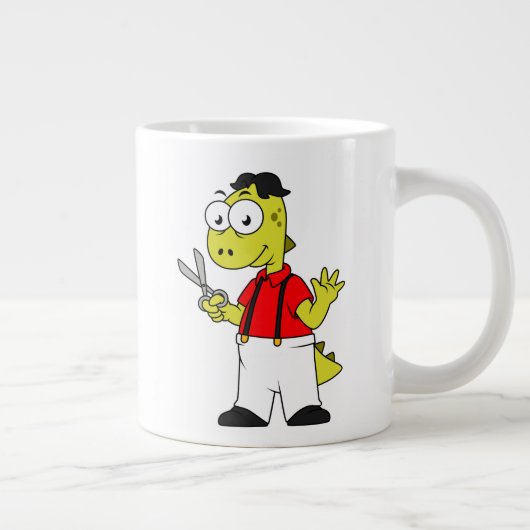 Tyrannosaurus Rex Barber mit Scheren. Jumbo-Tasse (Rechts)