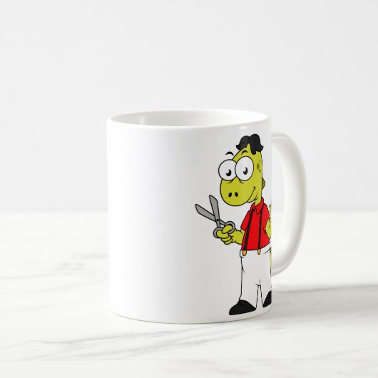 Tyrannosaurus Rex Barber mit Scheren. Kaffeetasse (VorderseiteRechts)