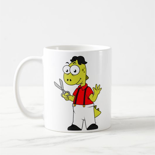 Tyrannosaurus Rex Barber mit Scheren. Kaffeetasse (Links)