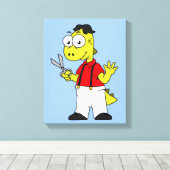 Tyrannosaurus Rex Barber mit Scheren. Leinwanddruck (Insitu (Holzboden))