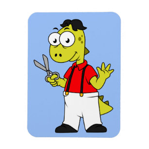 Tyrannosaurus Rex Barber mit Scheren. Magnet