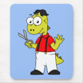 Tyrannosaurus Rex Barber mit Scheren. Mousepad (Vorne)