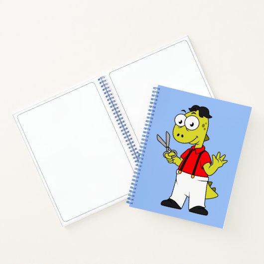 Tyrannosaurus Rex Barber mit Scheren. Notizblock (Innenseite)