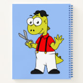 Tyrannosaurus Rex Barber mit Scheren. Notizblock (Rückseite)