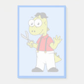 Tyrannosaurus Rex Barber mit Scheren. Post-it Klebezettel (Vorderseite)