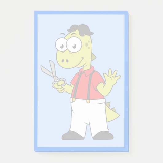 Tyrannosaurus Rex Barber mit Scheren. Post-it Klebezettel (Vorderseite)