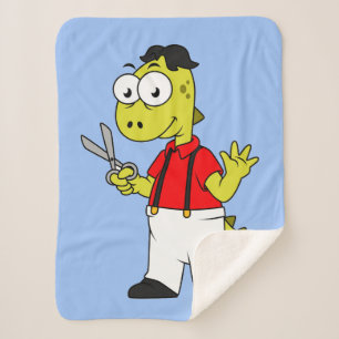 Tyrannosaurus Rex Barber mit Scheren. Sherpadecke