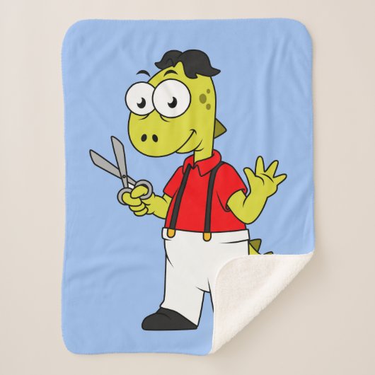 Tyrannosaurus Rex Barber mit Scheren. Sherpadecke (Vorderseite)