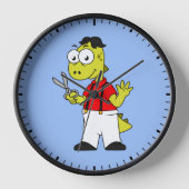 Tyrannosaurus Rex Barber mit Scheren. Uhr (Vorderseite)