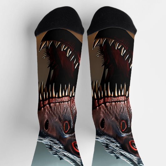 Tyrannosaurus Rex Beängstigendes Gesicht, Crew Soc Socken (Oben)