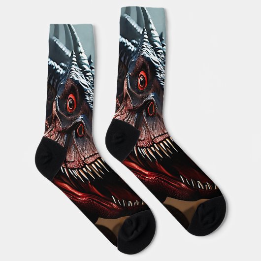 Tyrannosaurus Rex Beängstigendes Gesicht, Crew Soc Socken (Rechts)