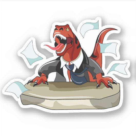 Tyrannosaurus Rex Boss sitzt an einem Schreibtisch Aufkleber (Vorderseite)