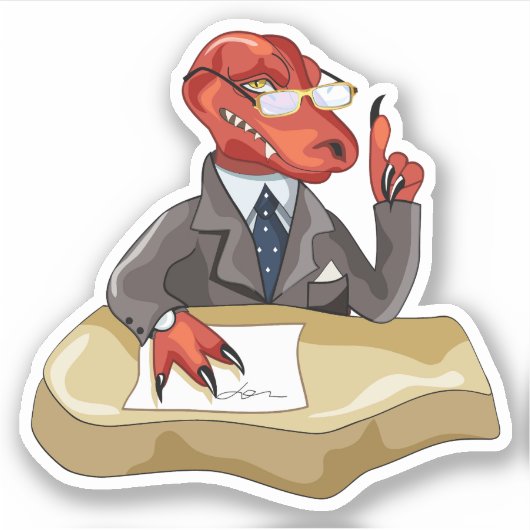 Tyrannosaurus Rex Boss sitzt an einem Schreibtisch Aufkleber (Vorderseite)