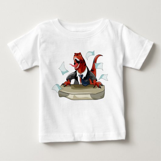 Tyrannosaurus Rex Boss sitzt an einem Schreibtisch Baby T-shirt (Vorderseite)