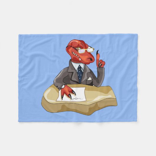 Tyrannosaurus Rex Boss sitzt an einem Schreibtisch Fleecedecke (Vorderseite (Horizontal))