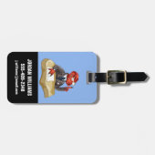 Tyrannosaurus Rex Boss sitzt an einem Schreibtisch Gepäckanhänger (Vorderseite horizontal)