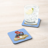 Tyrannosaurus Rex Boss sitzt an einem Schreibtisch Getränkeuntersetzer (Rechte Seite)