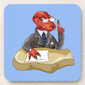 Tyrannosaurus Rex Boss sitzt an einem Schreibtisch Getränkeuntersetzer (Vorderseite)