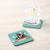 Tyrannosaurus Rex Boss sitzt an einem Schreibtisch Getränkeuntersetzer (Rechte Seite)