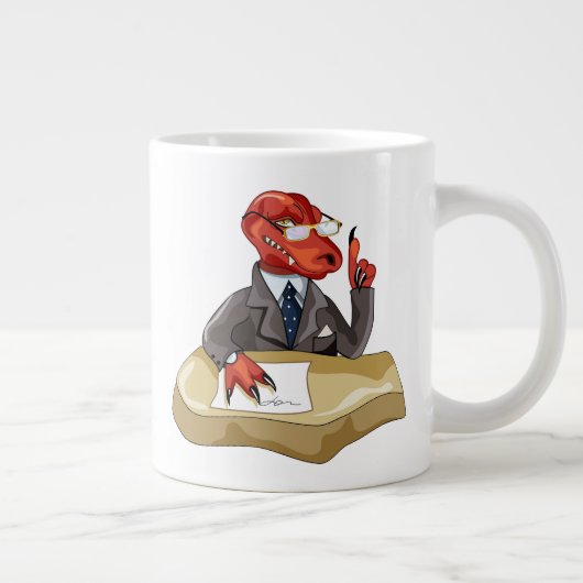 Tyrannosaurus Rex Boss sitzt an einem Schreibtisch Jumbo-Tasse (Rechts)