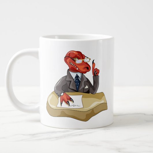 Tyrannosaurus Rex Boss sitzt an einem Schreibtisch Jumbo-Tasse (Links)