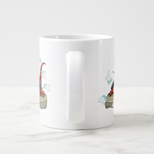 Tyrannosaurus Rex Boss sitzt an einem Schreibtisch Jumbo-Tasse (Rückseite)