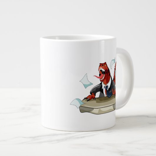 Tyrannosaurus Rex Boss sitzt an einem Schreibtisch Jumbo-Tasse (Vorderseite Rechts)