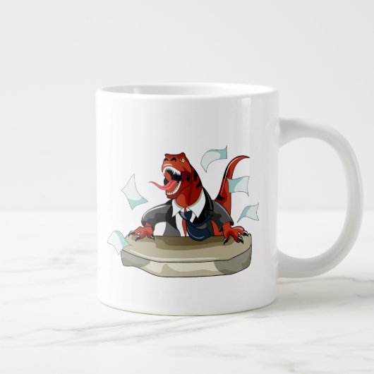 Tyrannosaurus Rex Boss sitzt an einem Schreibtisch Jumbo-Tasse (Rechts)