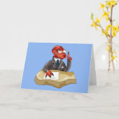 Tyrannosaurus Rex Boss sitzt an einem Schreibtisch Karte (Gelbe Blume)