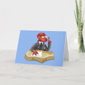 Tyrannosaurus Rex Boss sitzt an einem Schreibtisch Karte (Vorderseite)