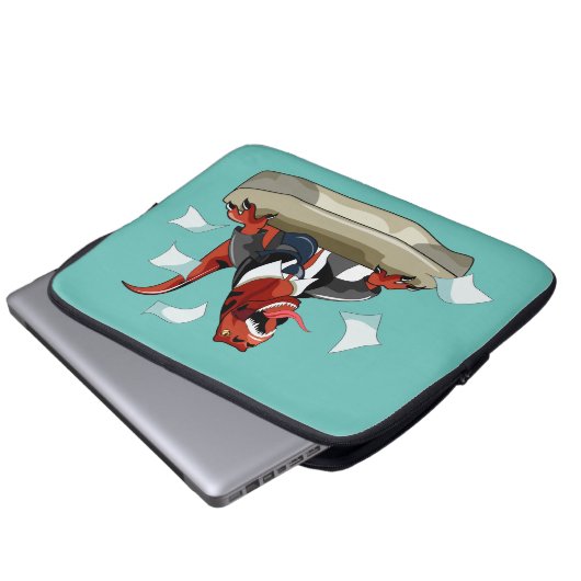 Tyrannosaurus Rex Boss sitzt an einem Schreibtisch Laptopschutzhülle (Vorne Knopf)