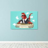 Tyrannosaurus Rex Boss sitzt an einem Schreibtisch Leinwanddruck (Insitu (Holzboden))