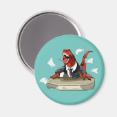 Tyrannosaurus Rex Boss sitzt an einem Schreibtisch Magnet (Vorderseite/Rückseite)